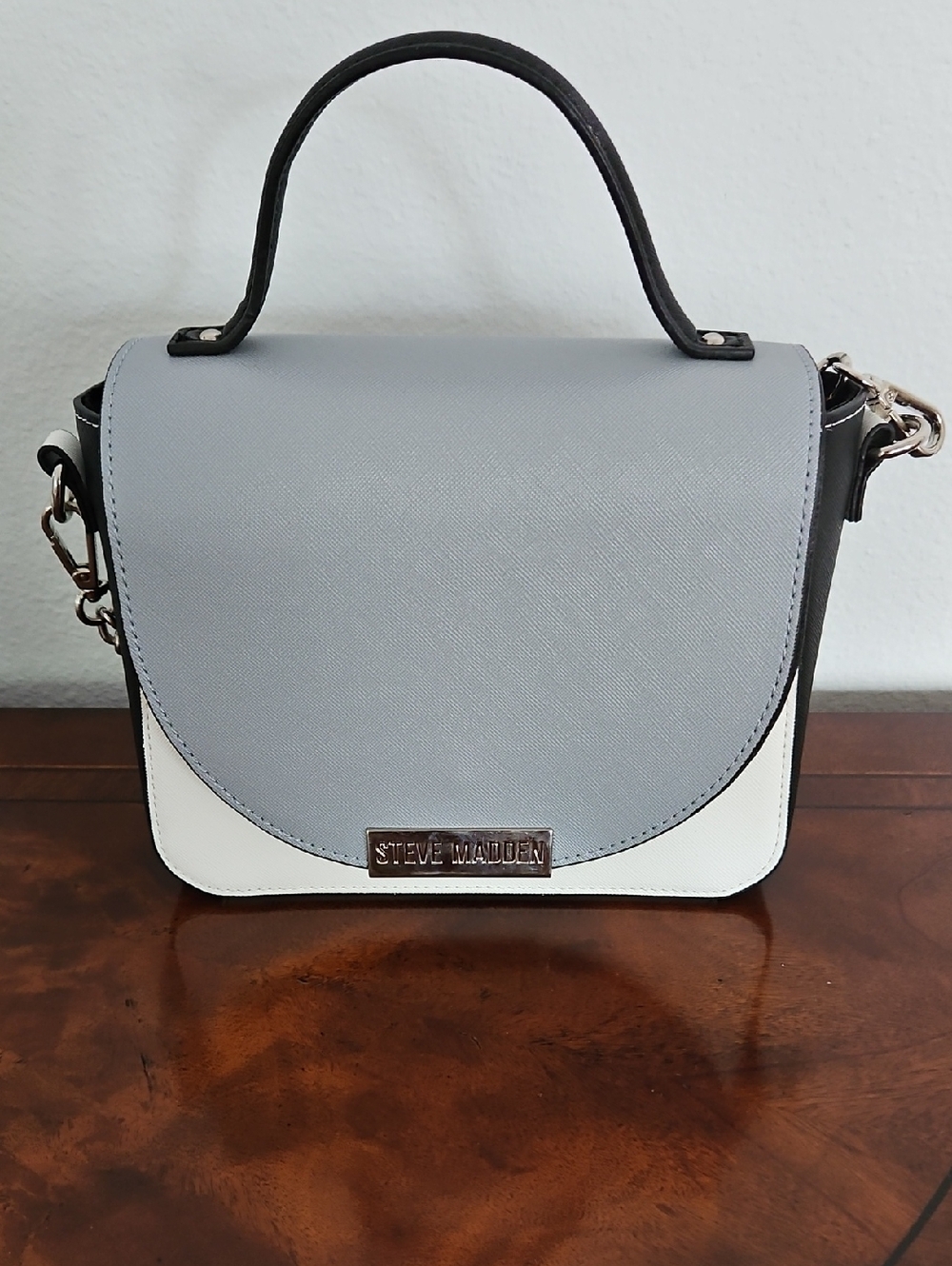 Steve Madden Two-Tone Blue and White Top-Handle Crossbody